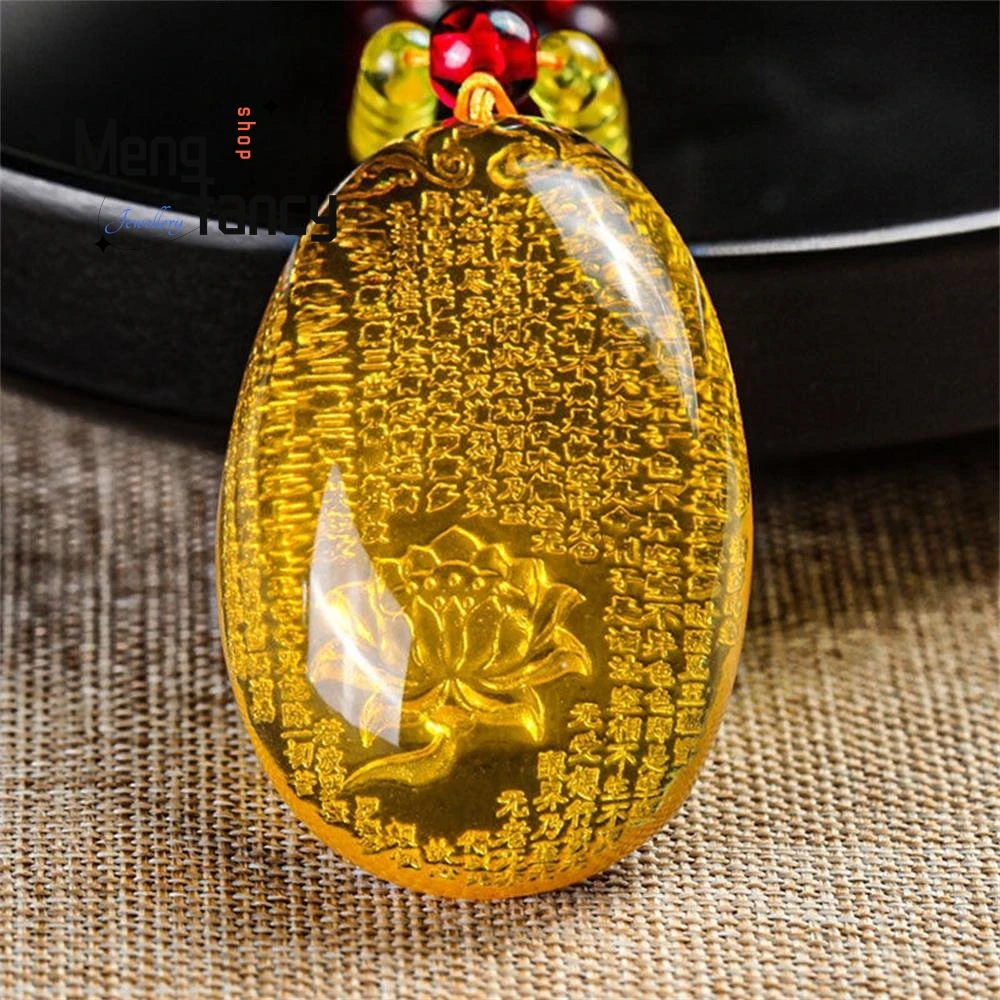 Adoración Buda corazón Sutra loto mil manos Avalokitesvara ámbar cera de abeja colgante Natural de alta calidad joyería de moda exquisita