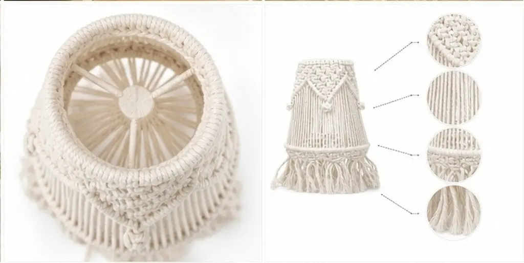 Macrame Lamp Shade Cotton Rope Woven Lampshade for Ceiling Table Bedside Lamp Rustic Bohemian Home Hotel Decor Lighting Fixture