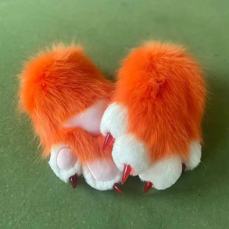 Nieuwe Fursuit Kigurumi Harige Dierenpoten Handschoenen Nagels Kig Cosplay Kostuum Wearable Harige Dieren Kleurrijke Klauwen Cos Rekwisieten Halloween