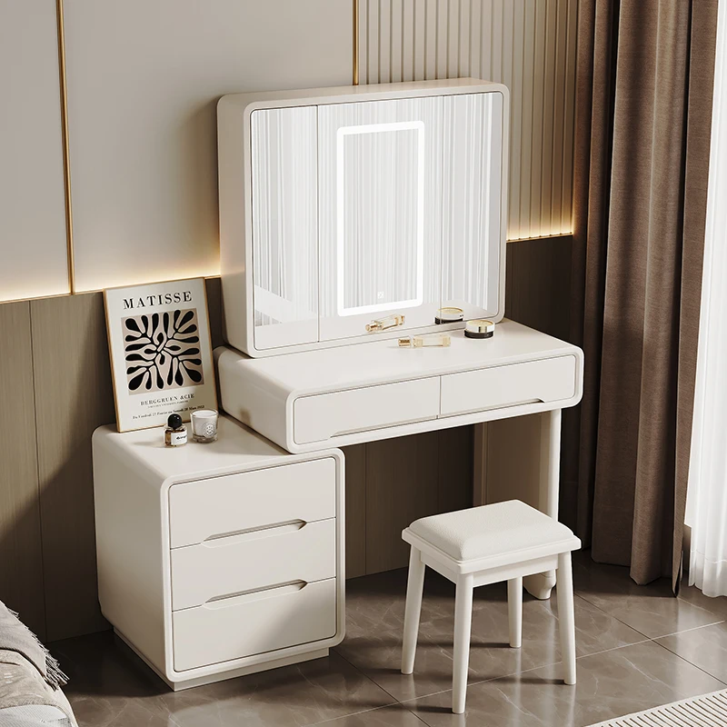 

Women Bedroom Dressing Table White Chair Mirror European Dressing Table Modern Stool Jewelry Mesa De Maquillaje Home Furniture