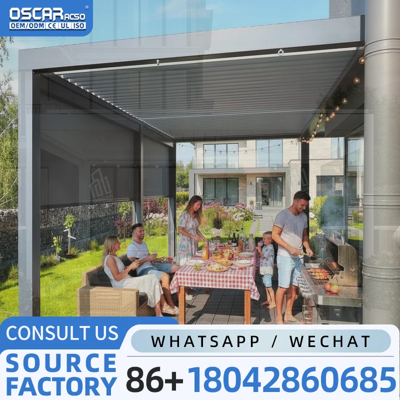 Motorized Louvre Roof Gazebo Electric Louver Canopy Kits Shades Patio Pergolas for Sale  pergola