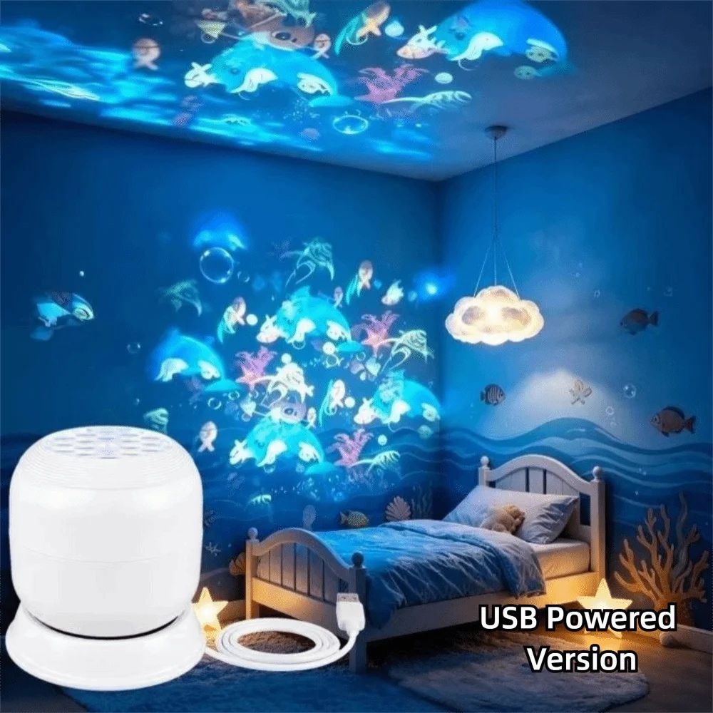 360 Degree Rotating Projection Night Light Dynamic Lighting Plug In Design Ambient Lamp USB Powered Sky Projector
