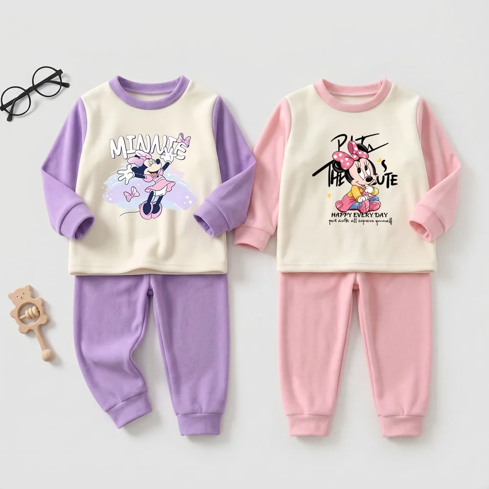 Autumn Winter Girls Soft Comfortable Pajamas Sets Kids Thicken Warm Long Sleeve Home Clothing Children's Sleepwears  Bottom