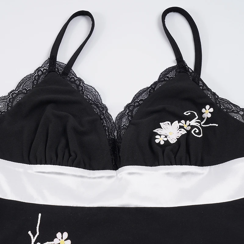 SUCHCUTE Sexy Vintage Spitzen-Patchwork-Trägertop für Damen, Harajuku Blumen-Grafik-Print, Nieten-Mini-Camisole, Gothic Hottie Sommerkleidung – Detail 5
