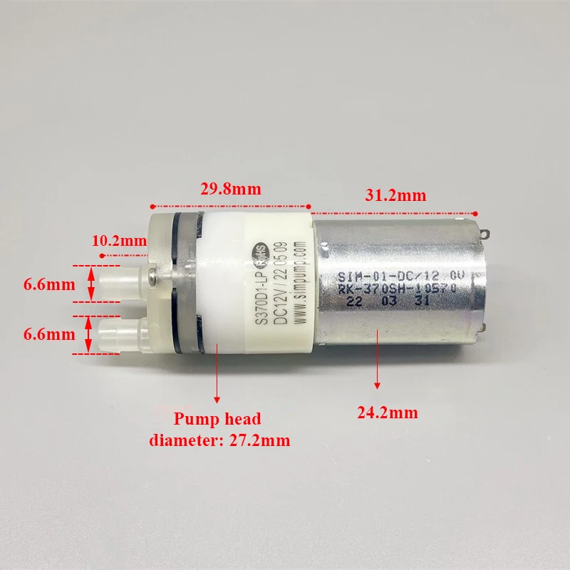 

S370D1-LP DC 12V 800mL/min Mini 370 Motor Diaphragm Water Pump Micro Self-priming Suction Water Pump DIY Dispenser Tea Table