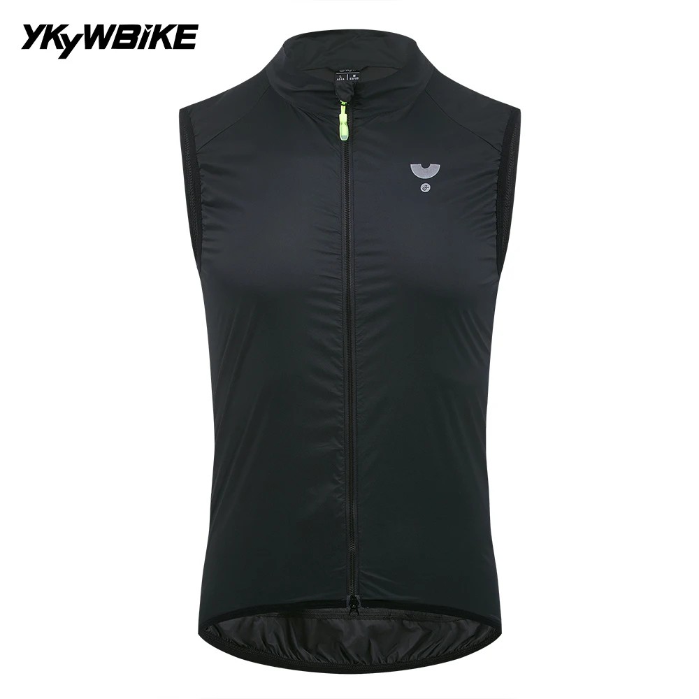 

YKYWBIKE Men Cycling Gilet Windproof Waterproof 2 Way Zipper Breathable Pro Team Portable Road Bike Bicycle Windbreaker Vest