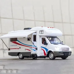 1/32 Tourist RV lega modello di auto giocattolo porta aperta ruote in gomma simulare interni tirare indietro veicolo bambini compleanno ornamento regali