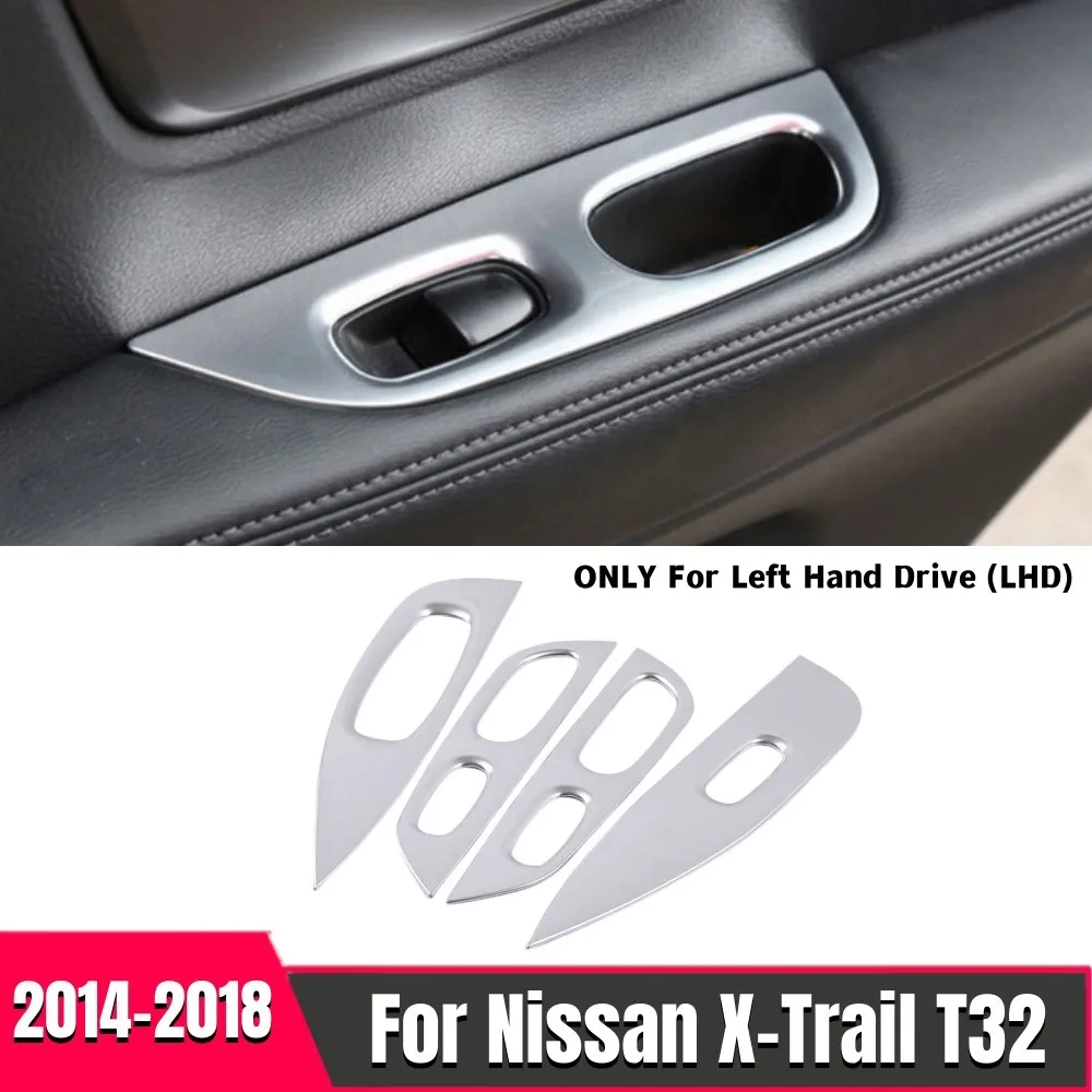 

ABS Matte silver For Nissan X-Trail XTrail T32 Rogue 2014-2018 Accessories Car Inner Door Armrest Window Lift Button Cover Trim