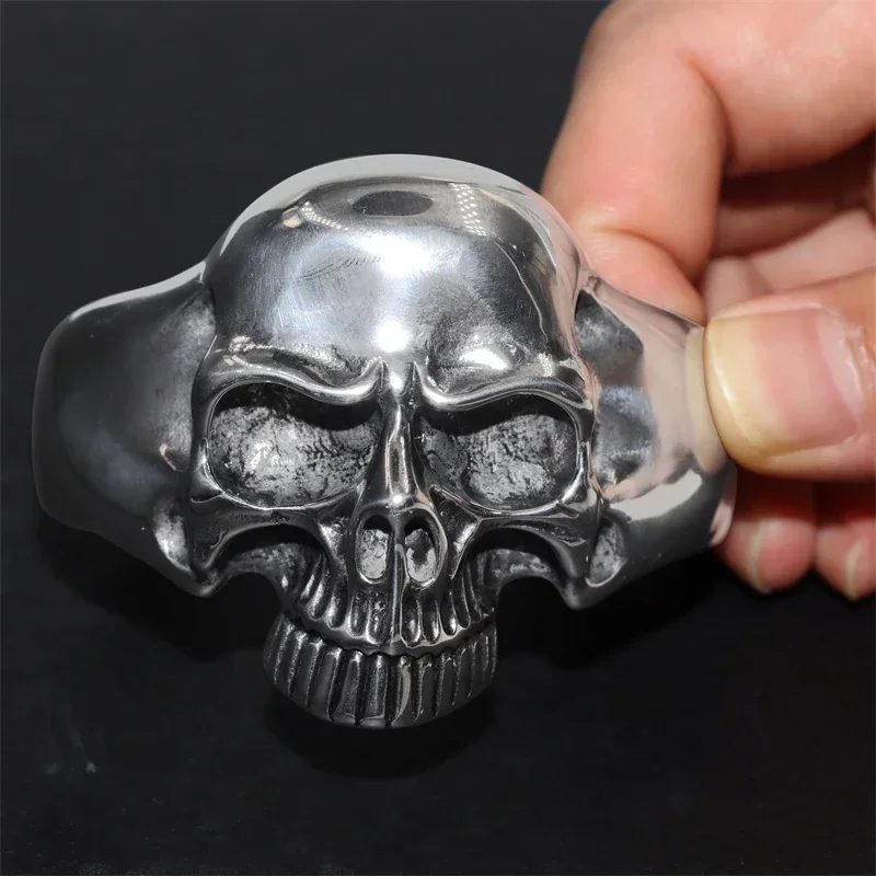 Gothic Big Skull Cuff Bracelet Bangle for Men Silver Color Fashion Jewelry Biker Bracelet