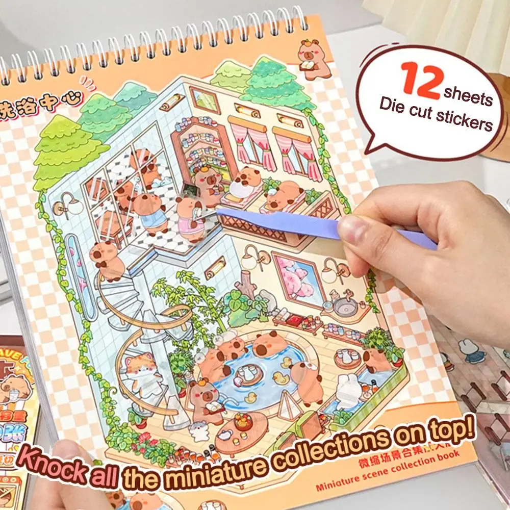 Capibara Miniature Scene Collection PET Decompression 3D Landscape Sticker Visual Stacking DIY Toy Game Stickers Gifts Boys Girl