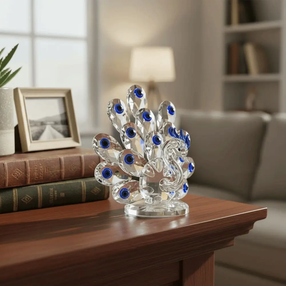 Crystal Crystal Peacock Ornament Romantic Transparent Crystal Animal Collectible Exquisite Shiny Home Decoration Wedding Gift