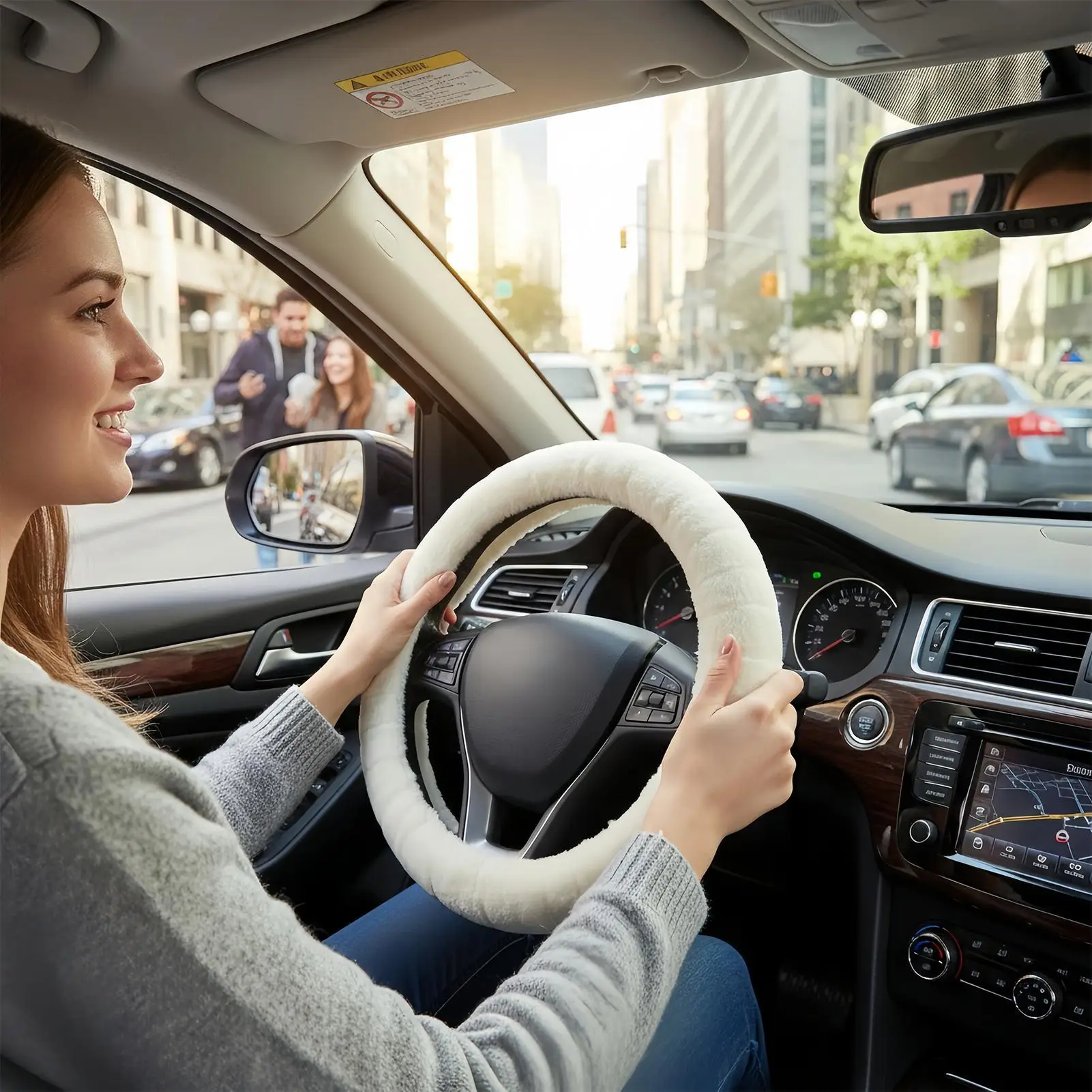 

Универсальные 36 см автомобильные чехлы на руль, противоскользящие мягкие теплые зимние бархатные чехлы на руль, автомобильные аксессуары