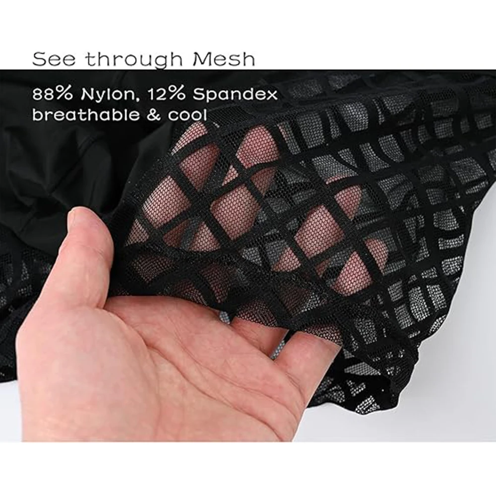 Zonbailon Men’s Underwear Sexy Mesh See Thru Boxer Briefs Breathable Lace Shorts for Men with Open Fly Pouch