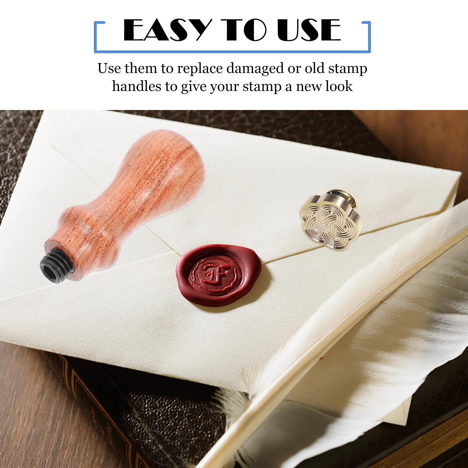 

2Pcs Mini Rosewood Handmade Stamp Handle Smooth Surface Replacement Wax Seal Handle for Wedding Invitation Envelope