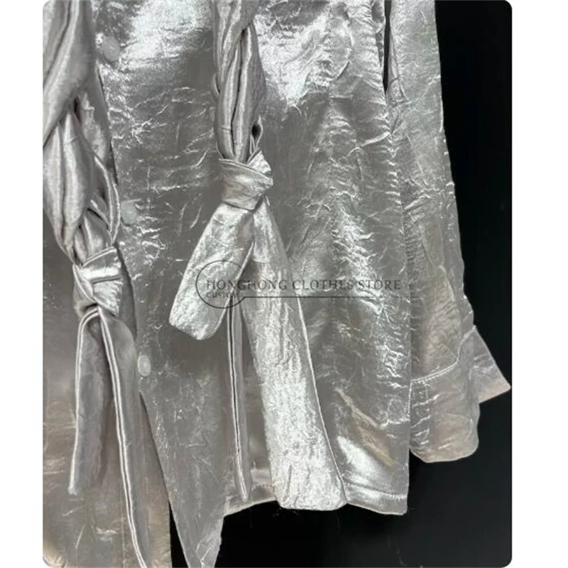 Original design - 2026 new model silver textured long-sleeved shirt for both men and women