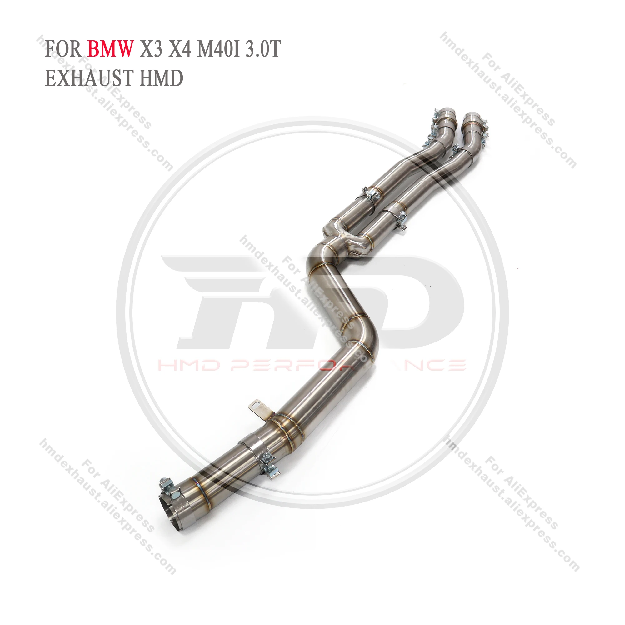 HMD Stainless Steel Exhaust System for BMW X3 X4 M40I 3.0T Equal Length Middle Pipe With Resonator