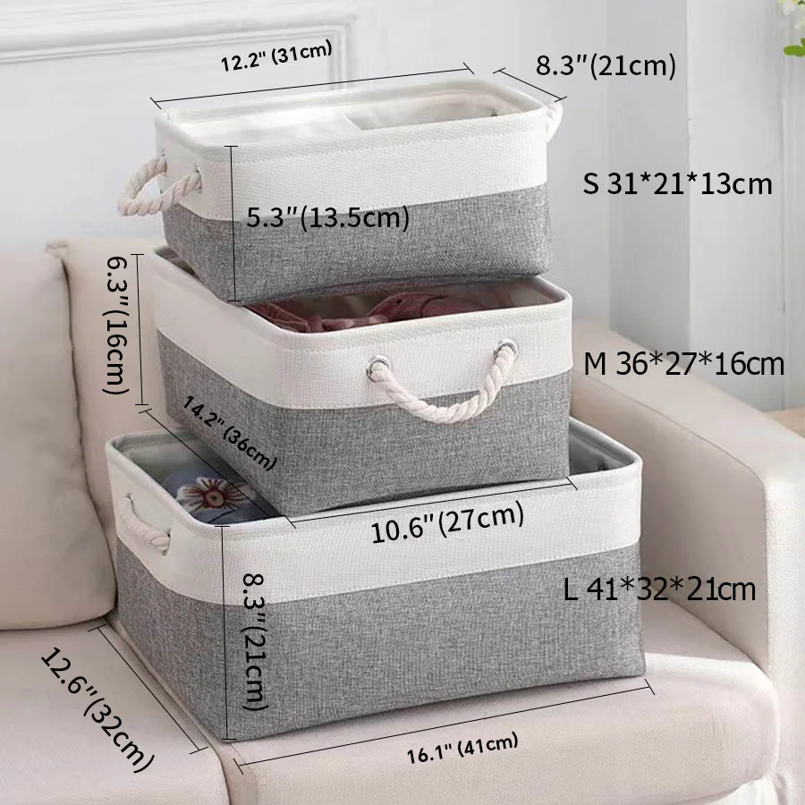 1 Piece Of Fabric Storage Basket With Foldable Handle Suitable For Storing Clothes, Toys, Miscellaneous Items, Etc. (S, M, L)