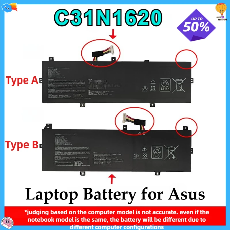 C31N1620 Laptop Battery for Asus Zenbook U4100U U4100UQ UX430 UX430U UX430UQ PU404 PU404U PU404F PU404UF P5440F P5440U P5440UF