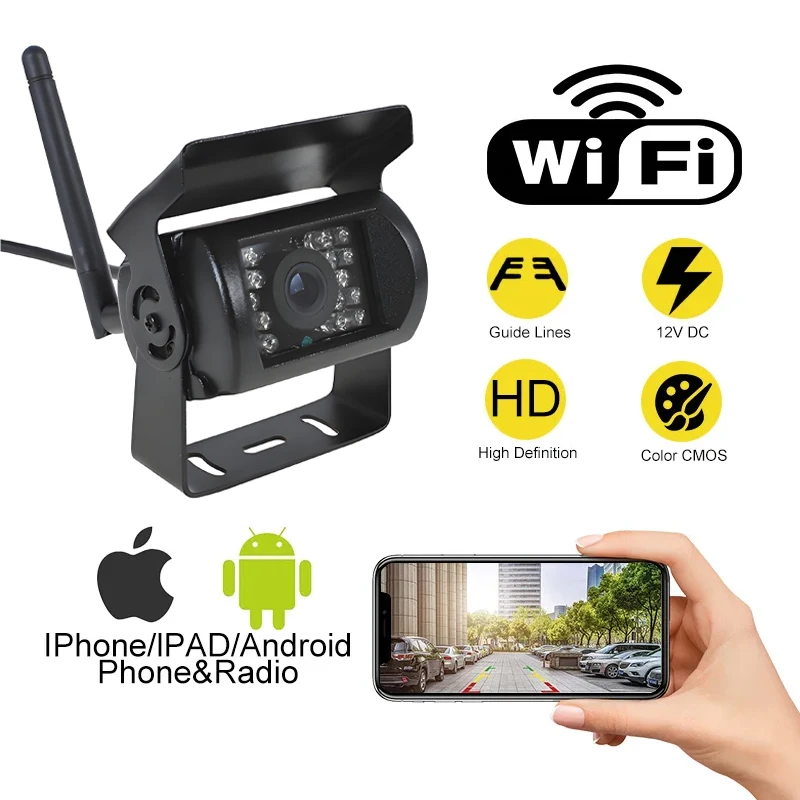 WiFi BSD 1080P Wireless Backup Camera for iOS Andriod Waterproof IR Night Vision Rear View Camera For Trucks Trailers RVs