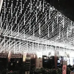 LED Meteor duş dize işıkları peri cadılar bayramı noel tatil düğün dekor noel ağacı bahçe dekor ab/abd Plug Navidad