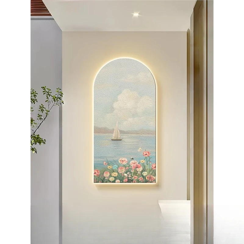 Led Light Sunrise Scenery Hanging Painting High-end Sandstone Mural Corridor Lighting Painting Room Decoration Home Decoration