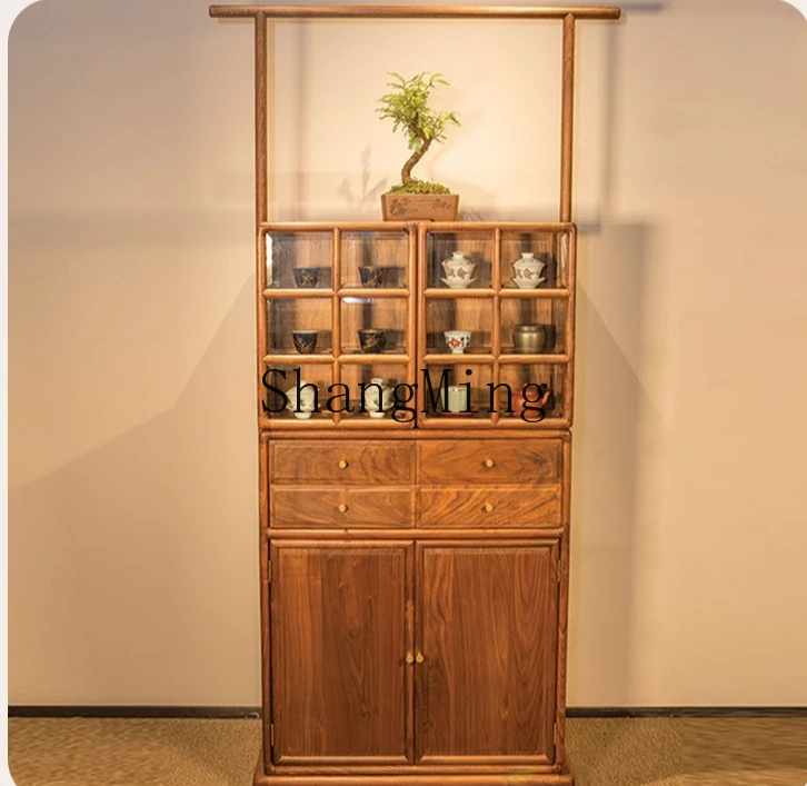 CL  solid wood modern Chinese simple tea room balcony cabinet rack storage cabinet