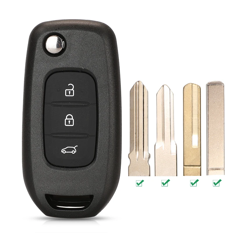 Jingyuqing 3BTN Car Flip Key Case For Renault Kadjar Captur Symbol Kaptur Megane Logan 2013- 2018 Key Remote Fob Shell Housing