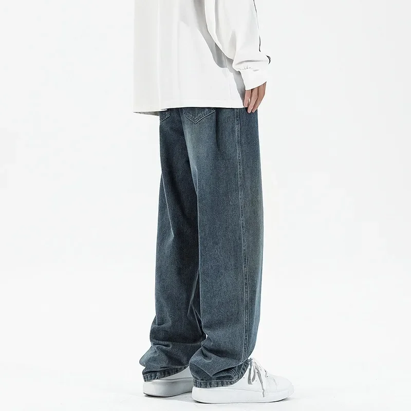 113CM Extra Long Pants Tall Men Overlong Lengthen Denim Trousers Popular Cool Loose Straight Male Wide Leg Boys Jeans Streetwear