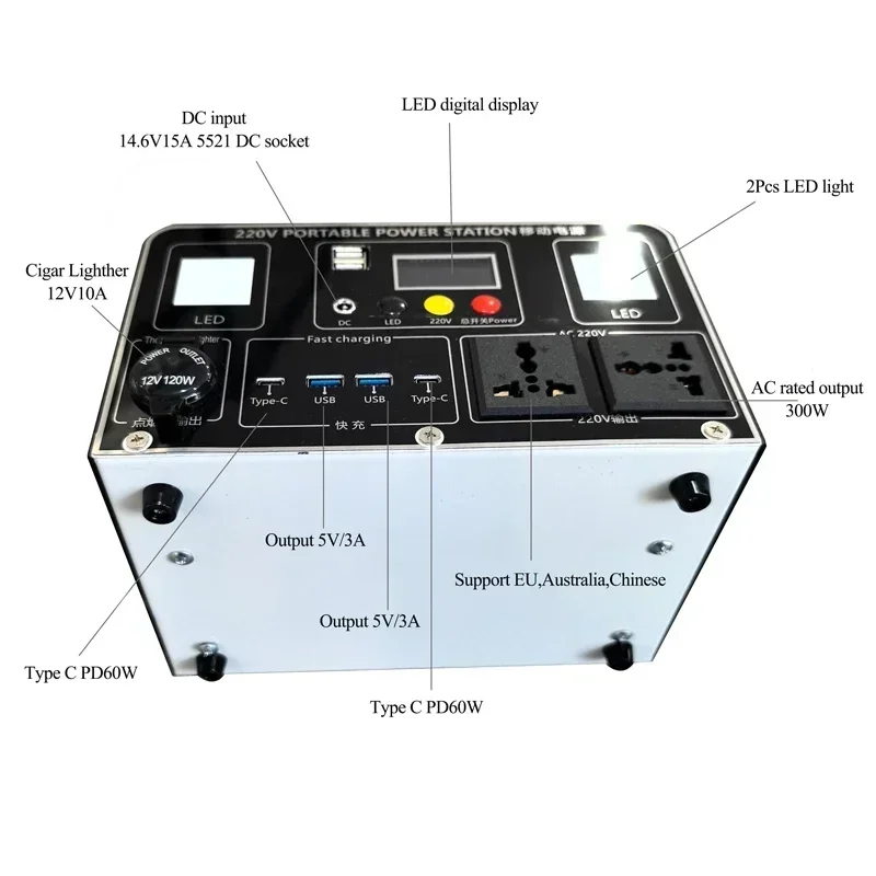 300 واط 220 فولت 81000 مللي أمبير سعة كبيرة محطة محمولة قوة البنك بطارية خارجية لأجهزة الكمبيوتر المحمول التخييم في الهواء الطلق باور بانك للطوارئ #6