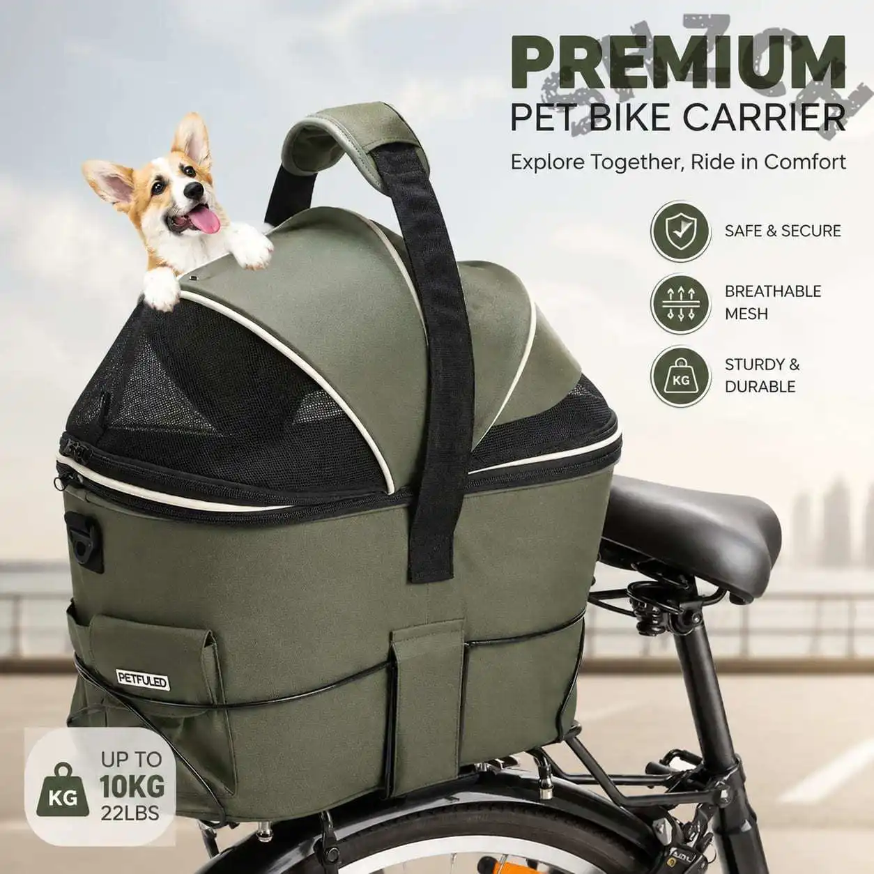 Portable Breathable Safe Pet Carrier Bag Rear Bicycle Cycling Pet Basket For Dog Cat Outdoor Travel Pet Carrying Supplies