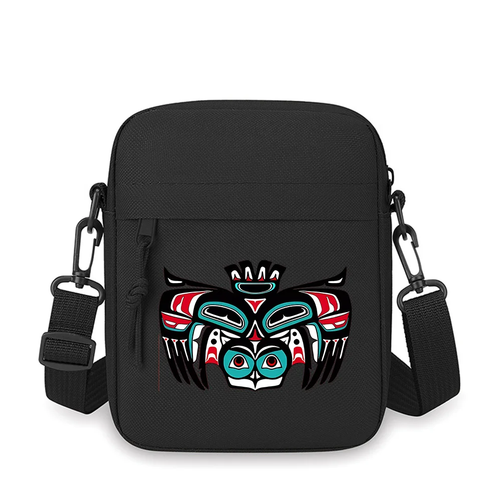 

Tribal face abstract design black art Men Crossbody Bag Single Shoulder Women Cartoon Anime Film Printing Design Unisex