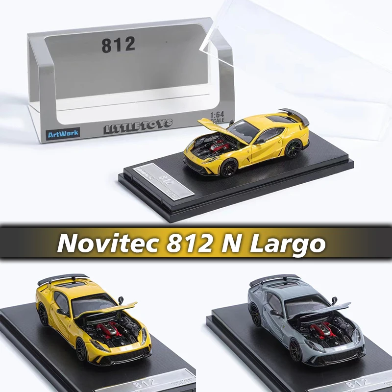 SH Little Toy In Stock 1:64 Novitec 812 N Largo Hood Grey Yellow Opened Diecast Diorama Car Model Collection Stance Hunters