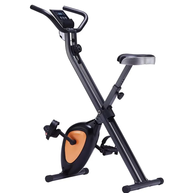 Foldable Upright Exercise Bike 8 Level Adjustable Resistance Belt Drive Indoor Stationary Bike