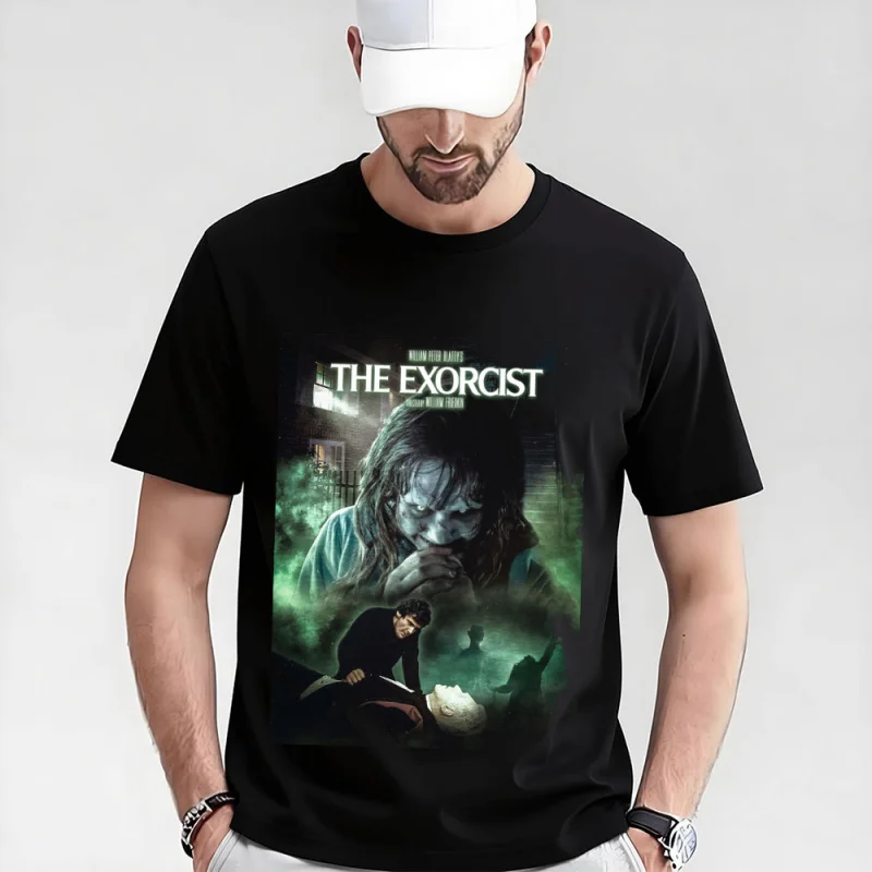 

Retro Horror Movie The Exorcist 0317 Sacry Halloween Gift t shirt Supernatural Darkness World Graphic Clothes Large size Tops