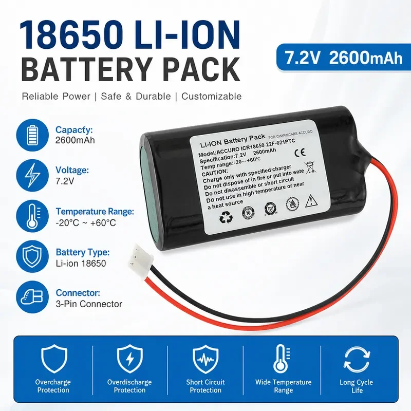 for CHARMCARE ACCURO Battery ICR18650 22F-021PTC Factory Direct Sales