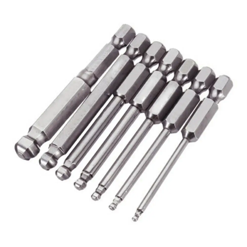 Screwdriver Screwdriver Bit Magnetic 7Pcs 65mm H2/2.5/3/4/5/6/8 Hex Shank Ball Head Bits Set