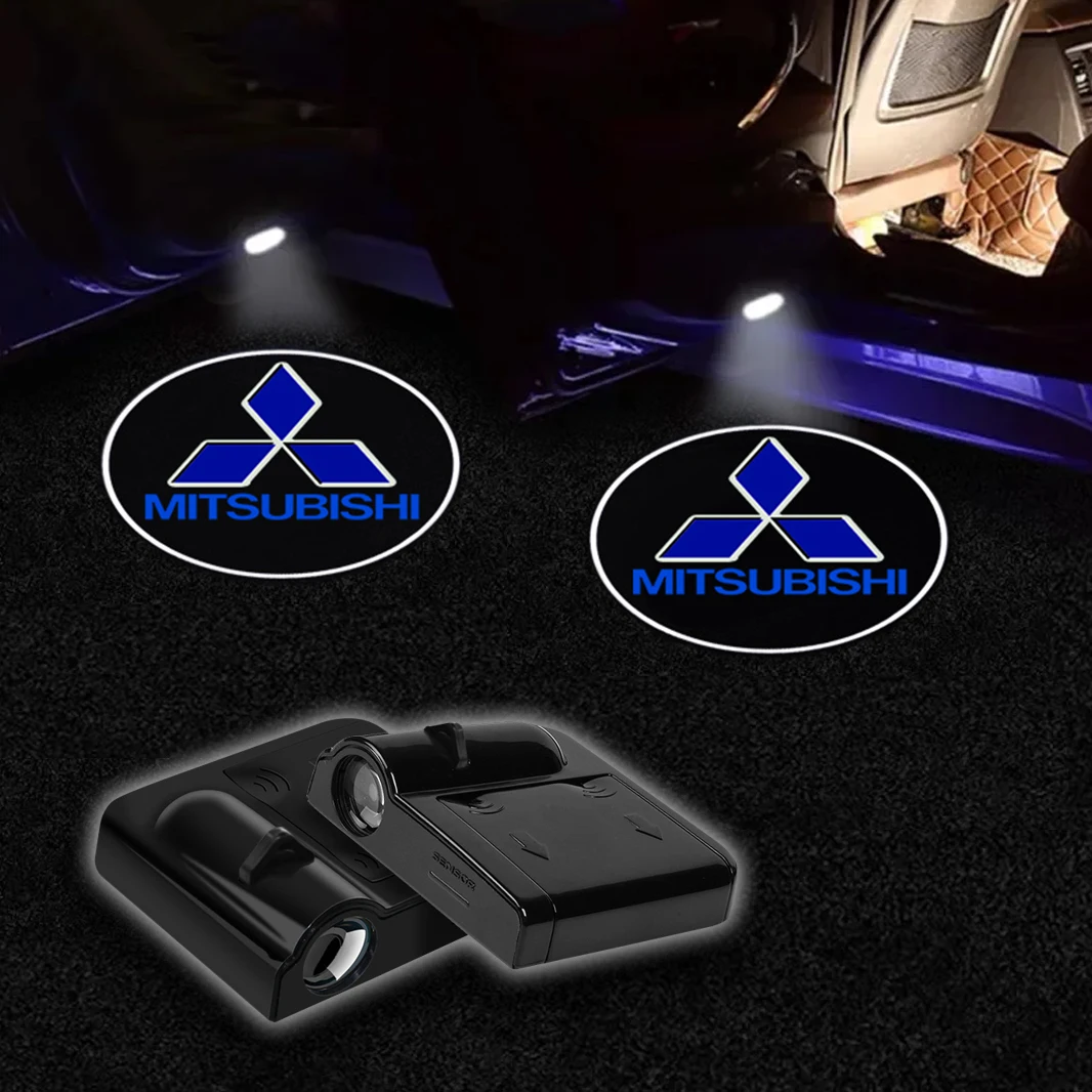 2pcs LED Car Door Welcome Light Car Logo Projector Car Badge For Mitsubishi Outlander I200 Pajero Eclipse ASX Lancer Delica Ex