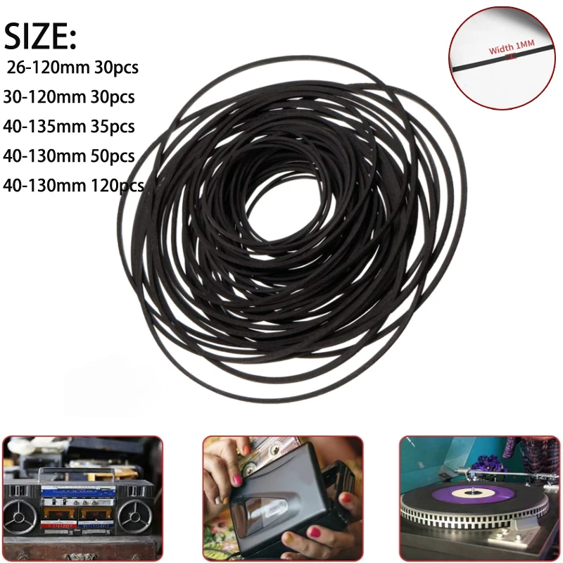 30-120 piece set 1 pack Mix Cassette Tape Square Machine Belt Assorted Universal Repair 26-130mm