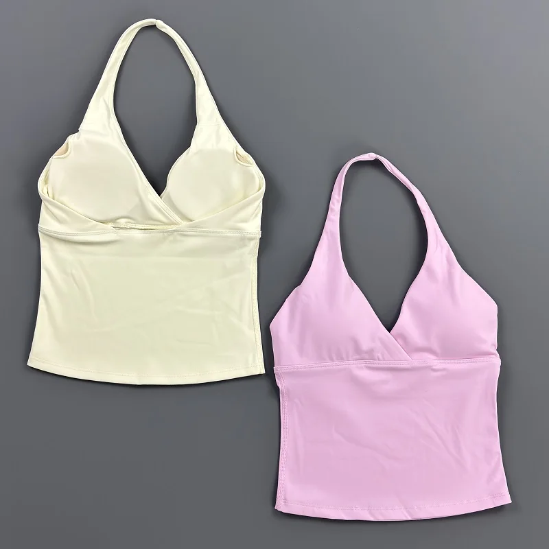 Origin Halter Top Women V‑Neck Longline Sports Tank Top Padded Naked Feeling Tummy Control Slim Fit Gym Pilates Workout Vest view 5