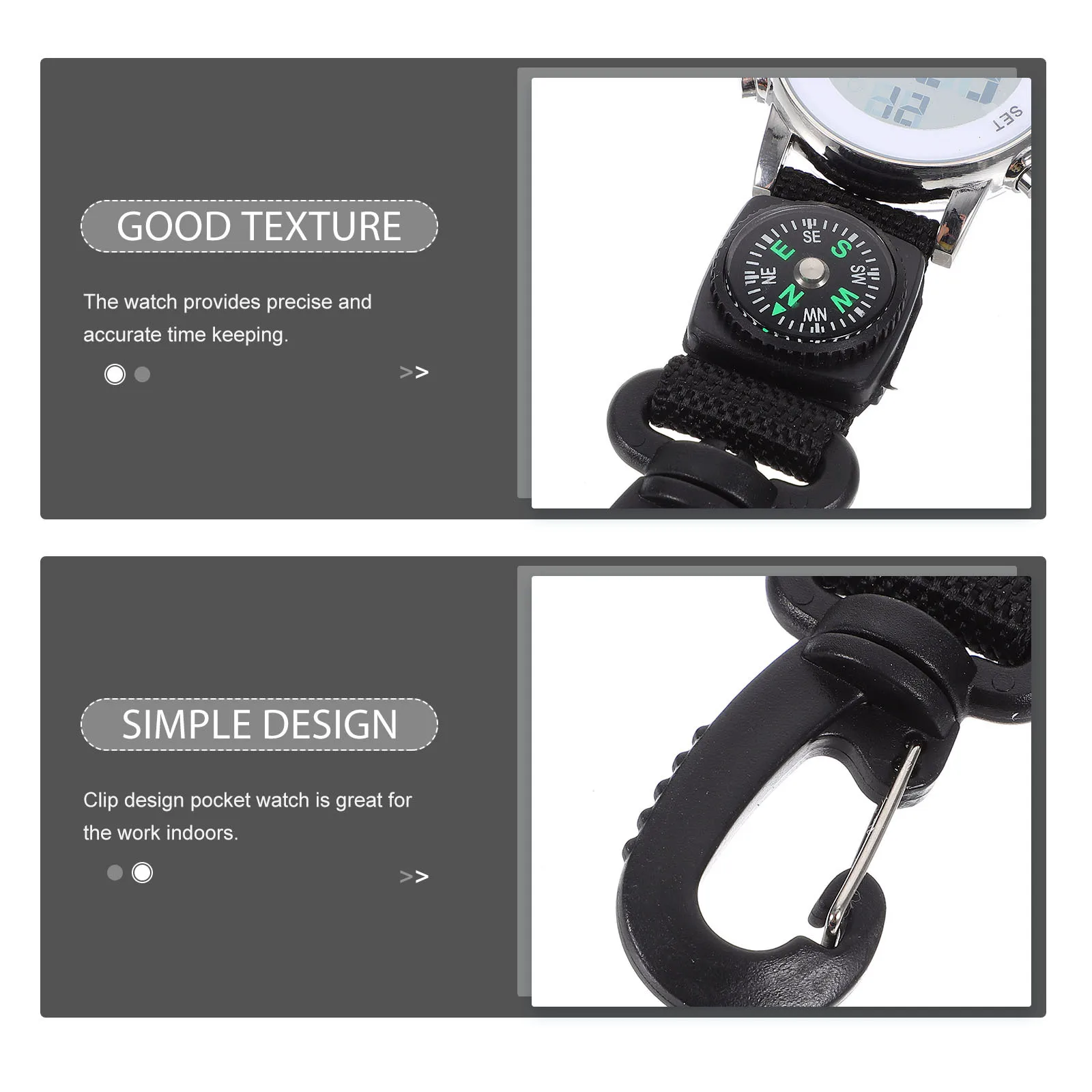 

Electronic Pocket Watch with Carabiner Clip Multipurpose Hanging Watch for Outdoor Travel Hiking Camping Running Backpacking