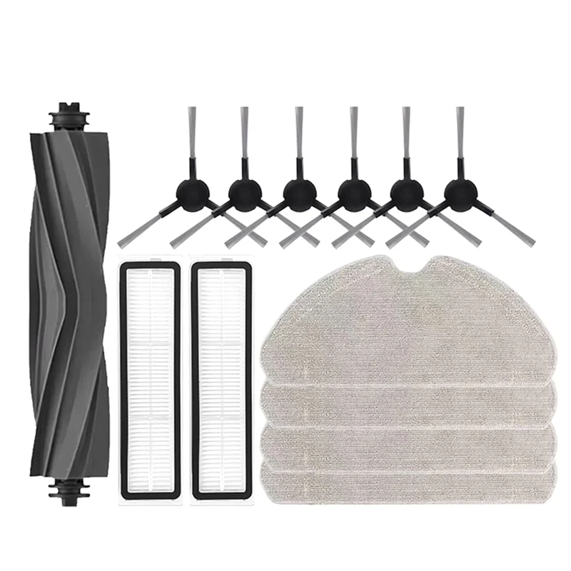 قطع غيار ملحقات المكنسة الكهربائية الروبوتية ASWUT-For Dreame D9 Max Gen2 - فرشاة جانبية مطاطية، فرشاة رئيسية، قماش ممسحة وفلتر HEPA S