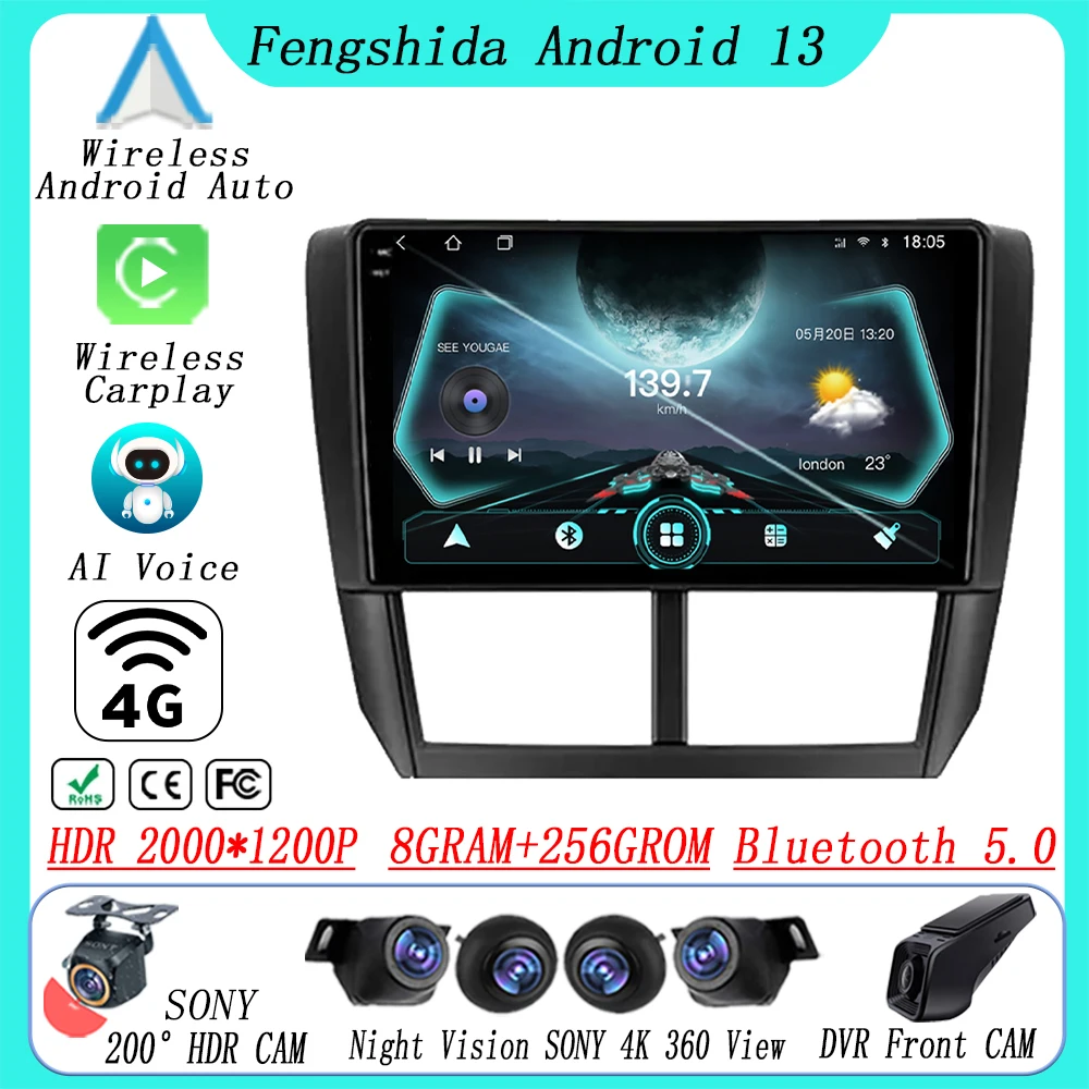 

Android 13 For Subaru Forester 3 SH 2008 - 2012 Multimedia Car Vehicle Monitor Lettore Autoradio Screen Navigation Stereo Radio