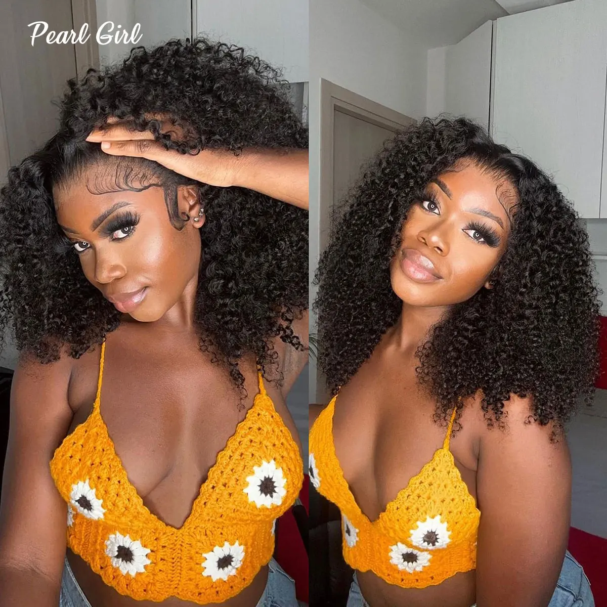 Afro Kinky Curly Bob Perücken 13x6 13x4 HD Lace Front Perücken Echthaar Glueless Perücke vorgezupft für Frauen natürliche schwarze Farbe Bob Perücke