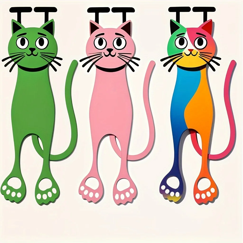 علامة مرجعية للقطط مكونة من 3 قطع من الأكريليك، علامة صفحة قطط ملونة متينة، مناسبة للقراء ومحبي القطط، للاستخدام المزدوج للمكتب والدراسة