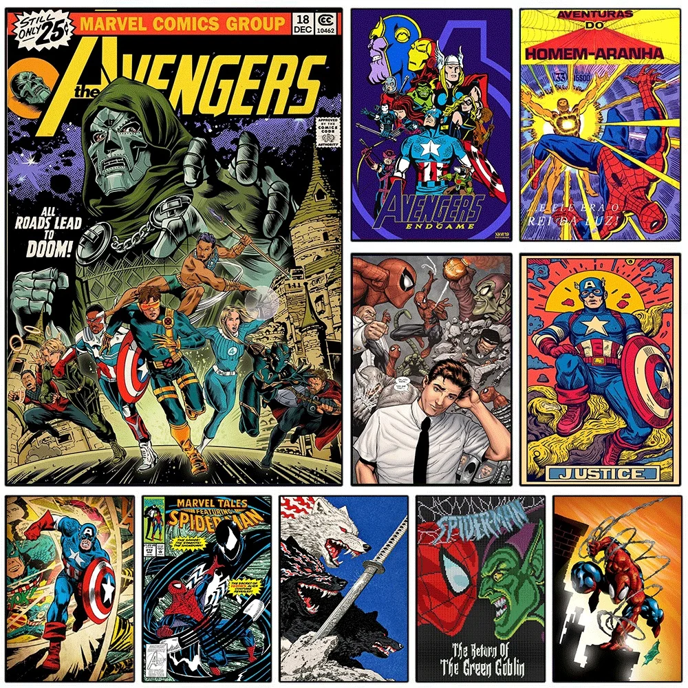 Avengers Doctor Doom Vintage Comic Cover Leinwand Wandkunstdruck Poster Ungerahmtes Leinwandgemälde Wohnzimmer Schlafzimmer Wanddekoration – Detail 1
