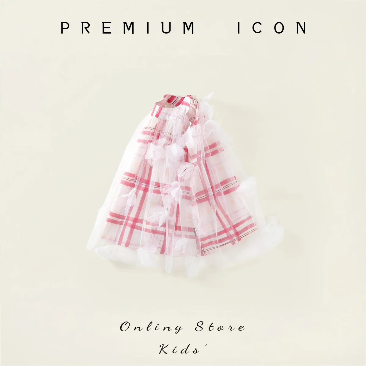Checkered Dress 2026 Summer New Item, Small and Medium-sized Children's Bow Net Mesh Vest Dress, One Piece Hair Replacement