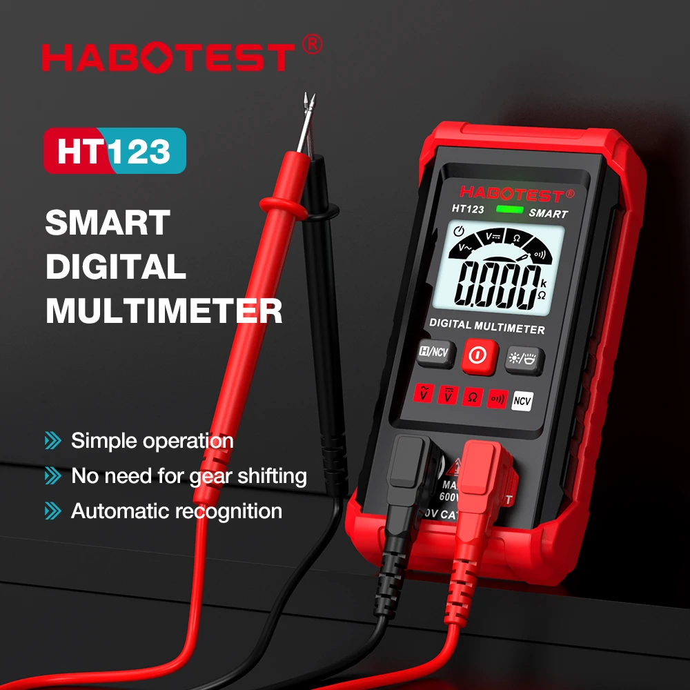 HABOTEST HT123 Digital Multimeter AC/DC Voltage Resistance Continuity Measurement Tester NCV Multimeter Voltmeter