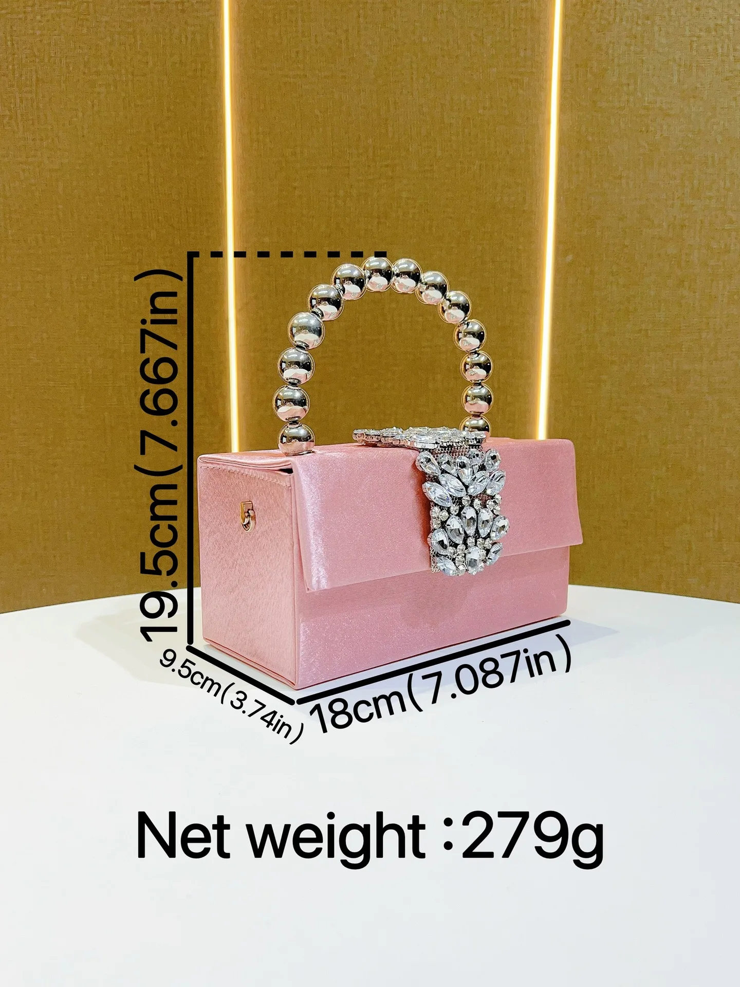 Pink Velvet Round Bead Handle Rectangle Crystal Clutch Women Elegant Wedding Cocktail Evening Bag Luxury Evening Purse For Women