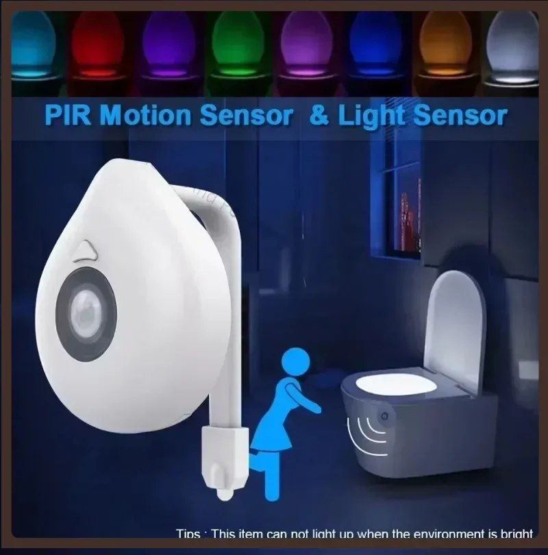 LED Toilet Lamp 8 Colours Toilet Bowl Backlight Motion Sensor Night Light WC Sensor Light Bathroom Lamp Light For Children