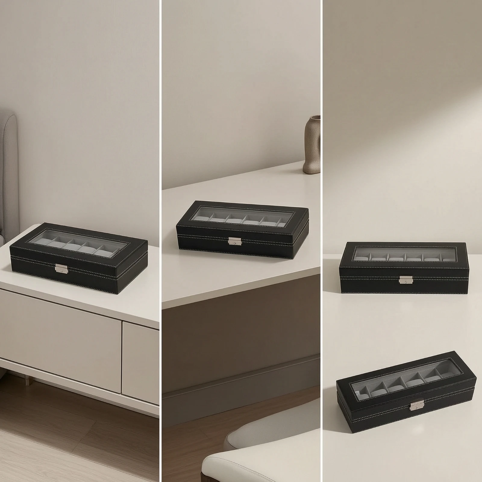 Watch Box Compact Watch Display Box Clear Dustproof for Collectors, Dresser, Retail Counter